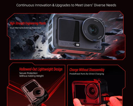For DJI Osmo Action 6 STARTRC Plastic Cage Vertical-Horizontal Expansion Adapter Frame with Cold Shoe, For DJI Osmo Action 6 Plastic Cage