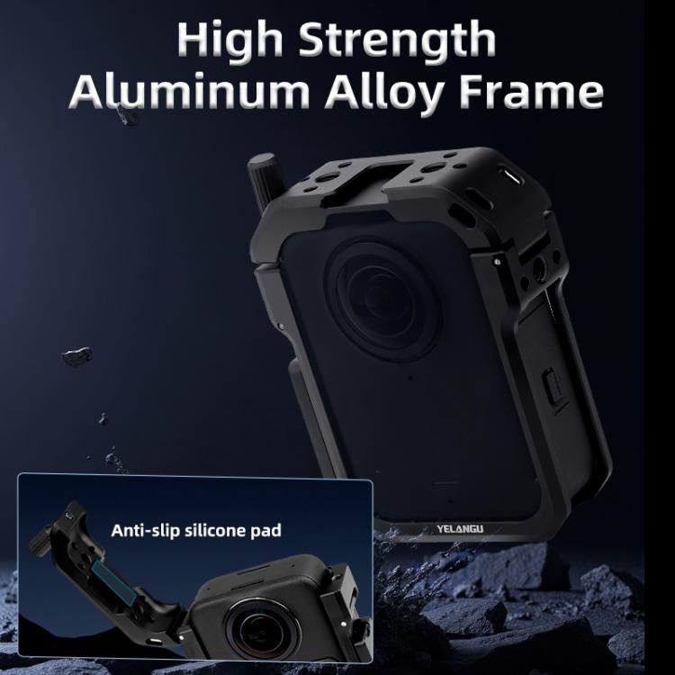 For DJI Osmo 360 YELANGU Metal Protective Cage Expansion Frame with Horizontal Mount Base, Cage with Horizontal Mount Base