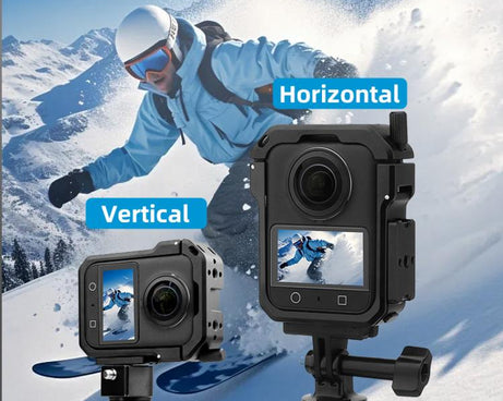 For DJI Osmo 360 YELANGU Metal Protective Cage Expansion Frame with Horizontal Mount Base, Cage with Horizontal Mount Base