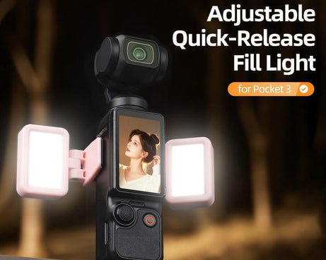 For DJI Osmo Pocket 3 Sunnylife Adjustable LED Video Light Quick-Release Fill Light Tri-Color Dimmable Portable Fill Lamp