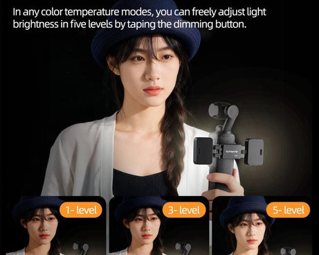 For DJI Osmo Pocket 3 Sunnylife Adjustable LED Video Light Quick-Release Fill Light Tri-Color Dimmable Portable Fill Lamp