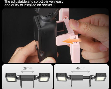 For DJI Osmo Pocket 3 Sunnylife Adjustable LED Video Light Quick-Release Fill Light Tri-Color Dimmable Portable Fill Lamp
