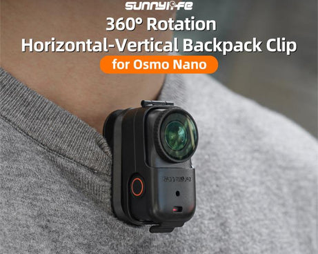 For DJI Osmo Nano Sunnylife Backpack Clip Action Camera Clamp 360 Degree Rotation Vertical-Horizontal Mount