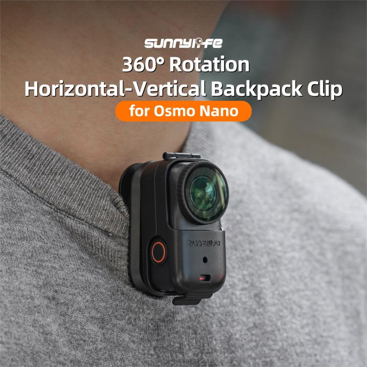 For DJI Osmo Nano Sunnylife Backpack Clip Action Camera Clamp 360 Degree Rotation Vertical-Horizontal Mount