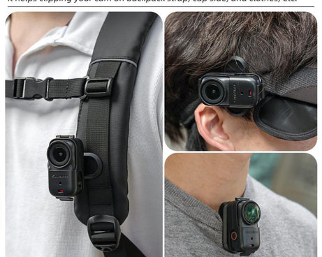 For DJI Osmo Nano Sunnylife Backpack Clip Action Camera Clamp 360 Degree Rotation Vertical-Horizontal Mount