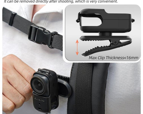 For DJI Osmo Nano Sunnylife Backpack Clip Action Camera Clamp 360 Degree Rotation Vertical-Horizontal Mount