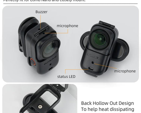 For DJI Osmo Nano Sunnylife Backpack Clip Action Camera Clamp 360 Degree Rotation Vertical-Horizontal Mount