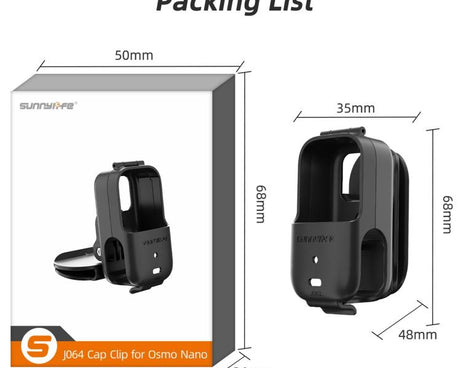 For DJI Osmo Nano Sunnylife Baseball Hat Clip Mount Baseball Cap Clamp Quick Release Mount Camera POV Vlog Holder