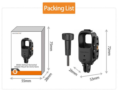 For DJI Osmo Nano Sunnylife Foldable Vertical-Horizontal Adapter Mount Protective Frame Mounting Brackets Housing Cover