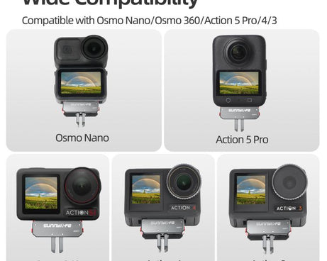 Sunnylife Metal Magnetic Quick Release Adapter Mount Foldable Cam Stand 1/4 Adapter For DJI Osmo Nano / Osmo 360 / Action 5 Pro / 4 / 3