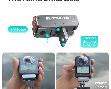 Sunnylife Metal Magnetic Quick Release Adapter Mount Foldable Cam Stand 1/4 Adapter For DJI Osmo Nano / Osmo 360 / Action 5 Pro / 4 / 3