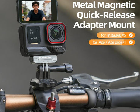 Sunnylife Metal Magnetic Quick Release Adapter Mount Action Camera Foldable Cam Stand 1/4 Adapter for Insta360 X5 / Ace / Ace Pro 2 / 1