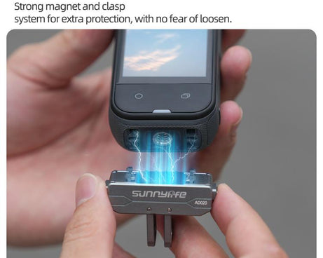 Sunnylife Metal Magnetic Quick Release Adapter Mount Action Camera Foldable Cam Stand 1/4 Adapter for Insta360 X5 / Ace / Ace Pro 2 / 1