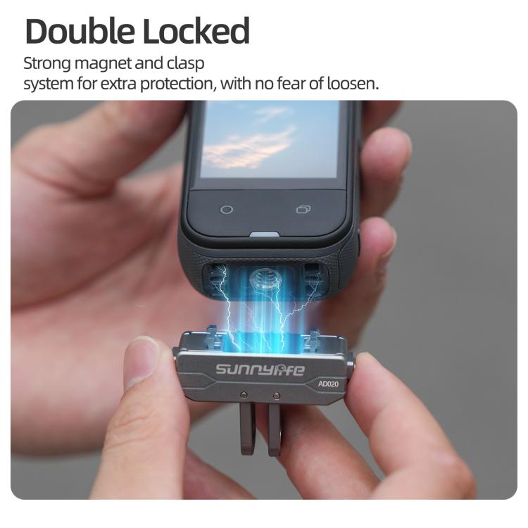 Sunnylife Metal Magnetic Quick Release Adapter Mount Action Camera Foldable Cam Stand 1/4 Adapter for Insta360 X5 / Ace / Ace Pro 2 / 1