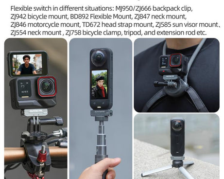 Sunnylife Metal Magnetic Quick Release Adapter Mount Action Camera Foldable Cam Stand 1/4 Adapter for Insta360 X5 / Ace / Ace Pro 2 / 1