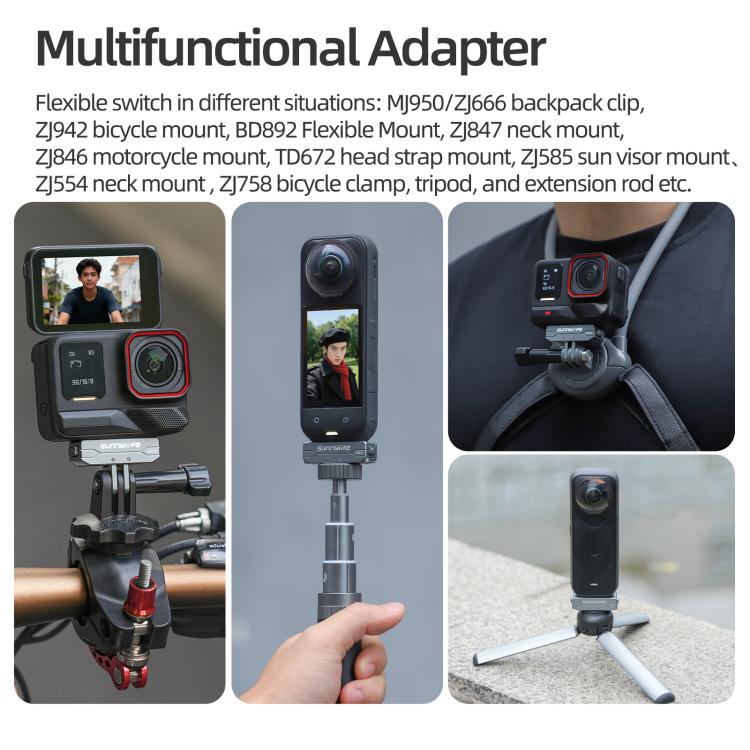 Sunnylife Metal Magnetic Quick Release Adapter Mount Action Camera Foldable Cam Stand 1/4 Adapter for Insta360 X5 / Ace / Ace Pro 2 / 1