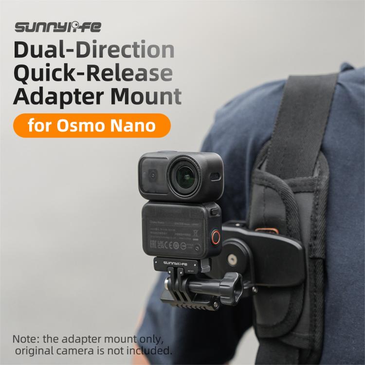 For DJI Osmo 360 Sunnylife Dual-Direction Magnetic Mount Quick-Release 1/4 Screw Foldable 2-prong Design Adapter Mount