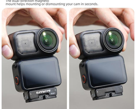 For DJI Osmo 360 Sunnylife Dual-Direction Magnetic Mount Quick-Release 1/4 Screw Foldable 2-prong Design Adapter Mount