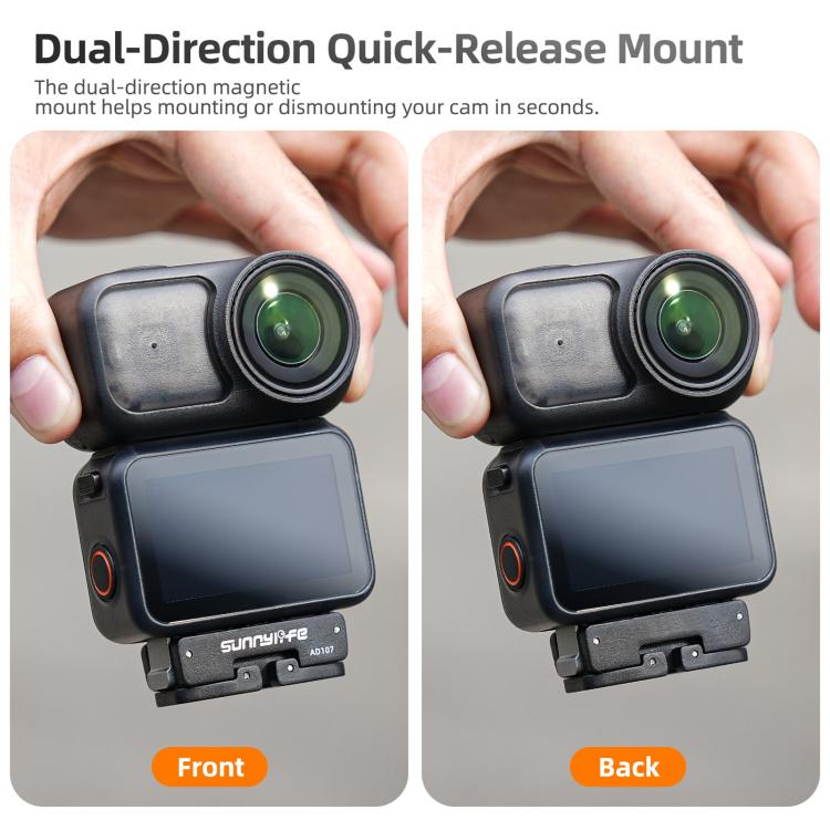 For DJI Osmo 360 Sunnylife Dual-Direction Magnetic Mount Quick-Release 1/4 Screw Foldable 2-prong Design Adapter Mount