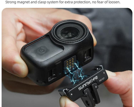 For DJI Osmo 360 Sunnylife Dual-Direction Magnetic Mount Quick-Release 1/4 Screw Foldable 2-prong Design Adapter Mount
