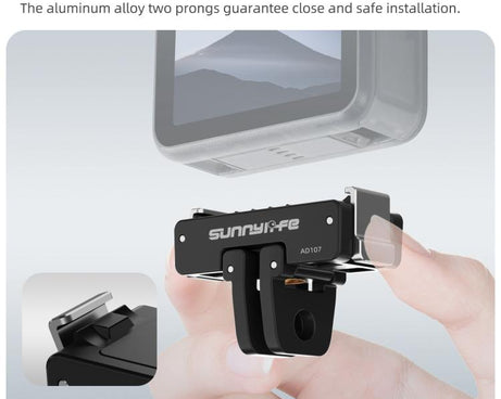 For DJI Osmo 360 Sunnylife Dual-Direction Magnetic Mount Quick-Release 1/4 Screw Foldable 2-prong Design Adapter Mount