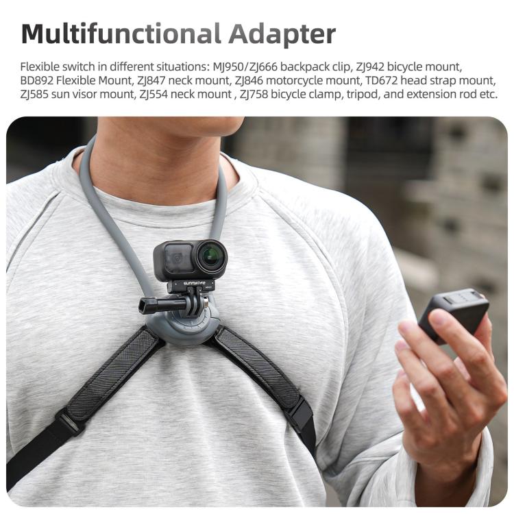 For DJI Osmo 360 Sunnylife Dual-Direction Magnetic Mount Quick-Release 1/4 Screw Foldable 2-prong Design Adapter Mount