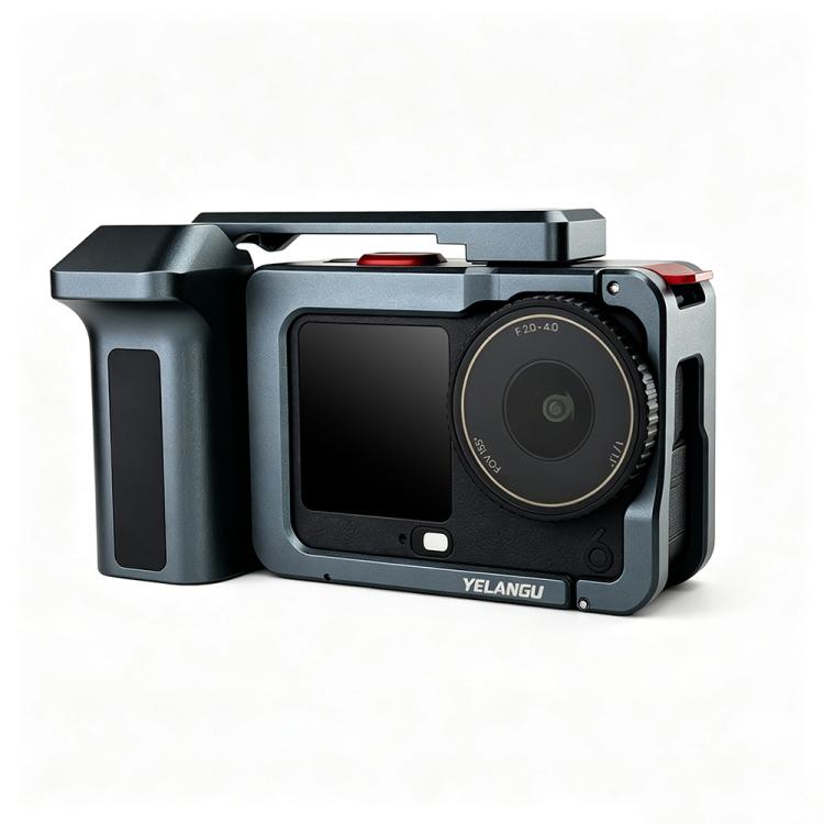 For DJI Osmo Action 6 YELANGU Metal Camera Cage with Handle Grip & Dual-Opening, LWAC6-2