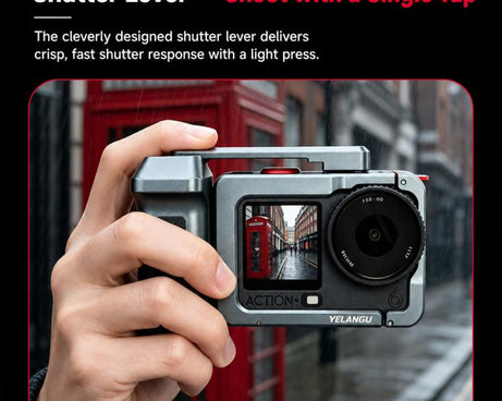 For DJI Osmo Action 6 YELANGU Metal Camera Cage with Handle Grip & Dual-Opening, LWAC6-2