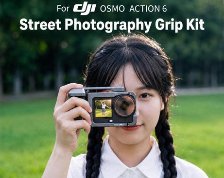For DJI Osmo Action 6 YELANGU Metal Camera Cage with Handle Grip & Dual-Opening, LWAC6-2