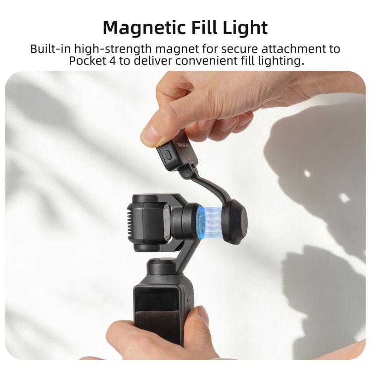 For DJI Osmo Pocket 4 Sunnylife Magnetic LED Video Light Adjustable Fill Light Tri-Color Dimmable Portable Fill Lamp
