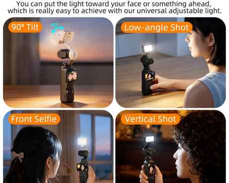 For DJI Osmo Pocket 4 Sunnylife Magnetic LED Video Light Adjustable Fill Light Tri-Color Dimmable Portable Fill Lamp