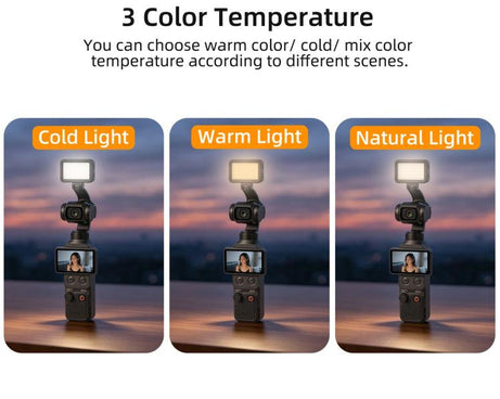 For DJI Osmo Pocket 4 Sunnylife Magnetic LED Video Light Adjustable Fill Light Tri-Color Dimmable Portable Fill Lamp