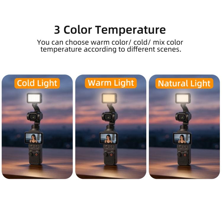 For DJI Osmo Pocket 4 Sunnylife Magnetic LED Video Light Adjustable Fill Light Tri-Color Dimmable Portable Fill Lamp