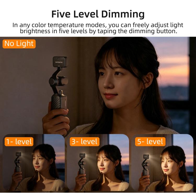 For DJI Osmo Pocket 4 Sunnylife Magnetic LED Video Light Adjustable Fill Light Tri-Color Dimmable Portable Fill Lamp
