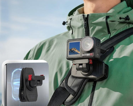 Sunnylife Magnetic Quick-Release Backpack Clip Action Camera Clamp Vertical-Horizontal Mount for DJI Osmo 360 / Action 5 Pro / 4 / 3 / 2