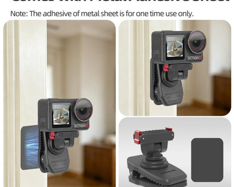 Sunnylife Magnetic Quick-Release Backpack Clip Action Camera Clamp Vertical-Horizontal Mount for DJI Osmo 360 / Action 5 Pro / 4 / 3 / 2