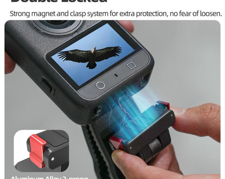 Sunnylife Magnetic Quick-Release Backpack Clip Action Camera Clamp Vertical-Horizontal Mount for DJI Osmo 360 / Action 5 Pro / 4 / 3 / 2