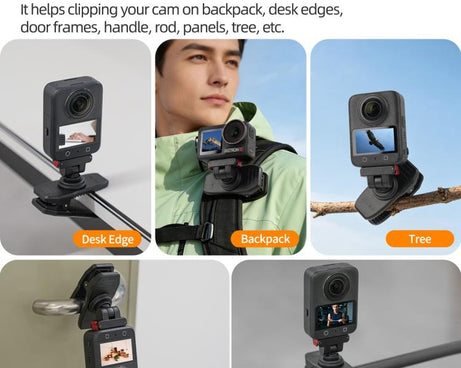 Sunnylife Magnetic Quick-Release Backpack Clip Action Camera Clamp Vertical-Horizontal Mount for DJI Osmo 360 / Action 5 Pro / 4 / 3 / 2