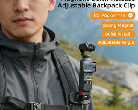 For DJI Osmo Pocket 4 / 3 Sunnylife Magnetic Quick-Release Adjustable Backpack Clip Action Camera Clamp Vertical-Horizontal Mount, For DJI Osmo Pocket 4 / 3 Vertical-Horizontal Mount