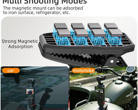 For DJI Osmo Pocket 4 / 3 Sunnylife Magnetic Quick-Release Adjustable Backpack Clip Action Camera Clamp Vertical-Horizontal Mount, For DJI Osmo Pocket 4 / 3 Vertical-Horizontal Mount