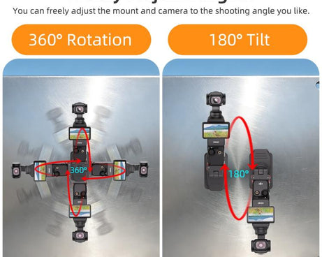 For DJI Osmo Pocket 4 / 3 Sunnylife Magnetic Quick-Release Adjustable Backpack Clip Action Camera Clamp Vertical-Horizontal Mount, For DJI Osmo Pocket 4 / 3 Vertical-Horizontal Mount