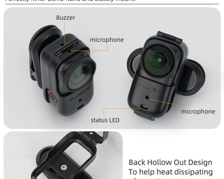 For DJI Osmo Nano Sunnylife Backpack Clip Action Camera Clamp 360 Rotation Vertical-Horizontal Mount 90 Tilt Upgraded Backpack Clip