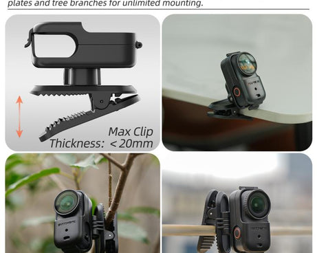 For DJI Osmo Nano Sunnylife Backpack Clip Action Camera Clamp 360 Rotation Vertical-Horizontal Mount 90 Tilt Upgraded Backpack Clip