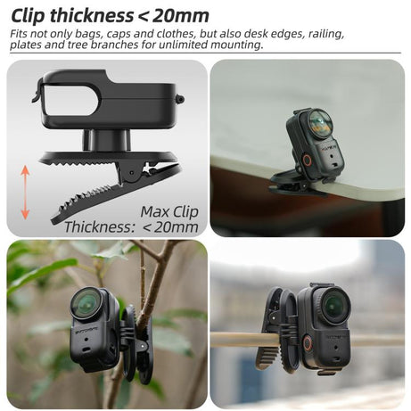 For DJI Osmo Nano Sunnylife Backpack Clip Action Camera Clamp 360 Rotation Vertical-Horizontal Mount 90 Tilt Upgraded Backpack Clip