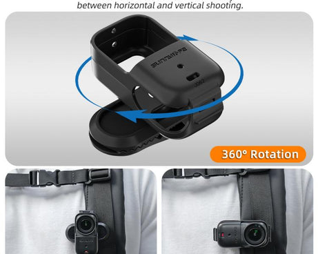 For DJI Osmo Nano Sunnylife Backpack Clip Action Camera Clamp 360 Rotation Vertical-Horizontal Mount 90 Tilt Upgraded Backpack Clip