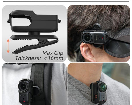 For DJI Osmo Nano Sunnylife Backpack Clip Action Camera Clamp 360 Rotation Vertical-Horizontal Mount 90 Tilt Upgraded Backpack Clip