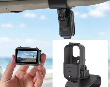 For DJI Osmo Nano Sunnylife Car Sun Visor Mount Action Camera Holder 360 Rotating 90 Tilt Sun Visor Holder, MJ165 Car Sun Visor Mount