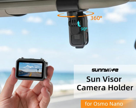 For DJI Osmo Nano Sunnylife Car Sun Visor Mount Action Camera Holder 360 Rotating 90 Tilt Sun Visor Holder, MJ165 Car Sun Visor Mount