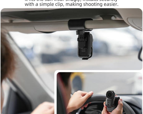 For DJI Osmo Nano Sunnylife Car Sun Visor Mount Action Camera Holder 360 Rotating 90 Tilt Sun Visor Holder, MJ165 Car Sun Visor Mount