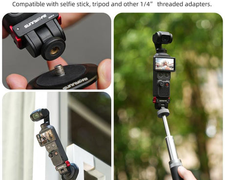 For DJI Osmo Pocket 4 / 3 Sunnylife Quick Release Adapter Mount 1/4 inch Interface 180 Degree Tilt Selfie Stick Adapter Stand, AD159 For DJI Osmo Pocket 4 / 3